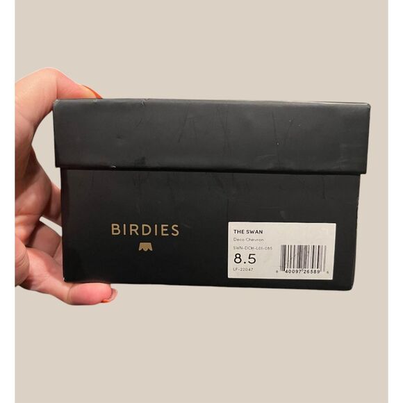 Birdies The Swan Deco Chevron Black & Gold Mules Slides Sz 8.5 - Picture 5 of 5